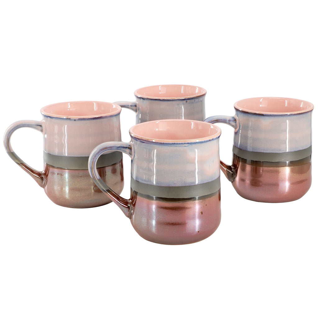 Gibson Home Copper Tonal 4 Piece 18 Ounce Stoneware Cup Set in Mauve