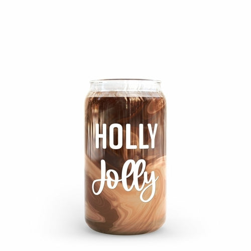 16 oz Beer Can Glass |  Holly Jolly