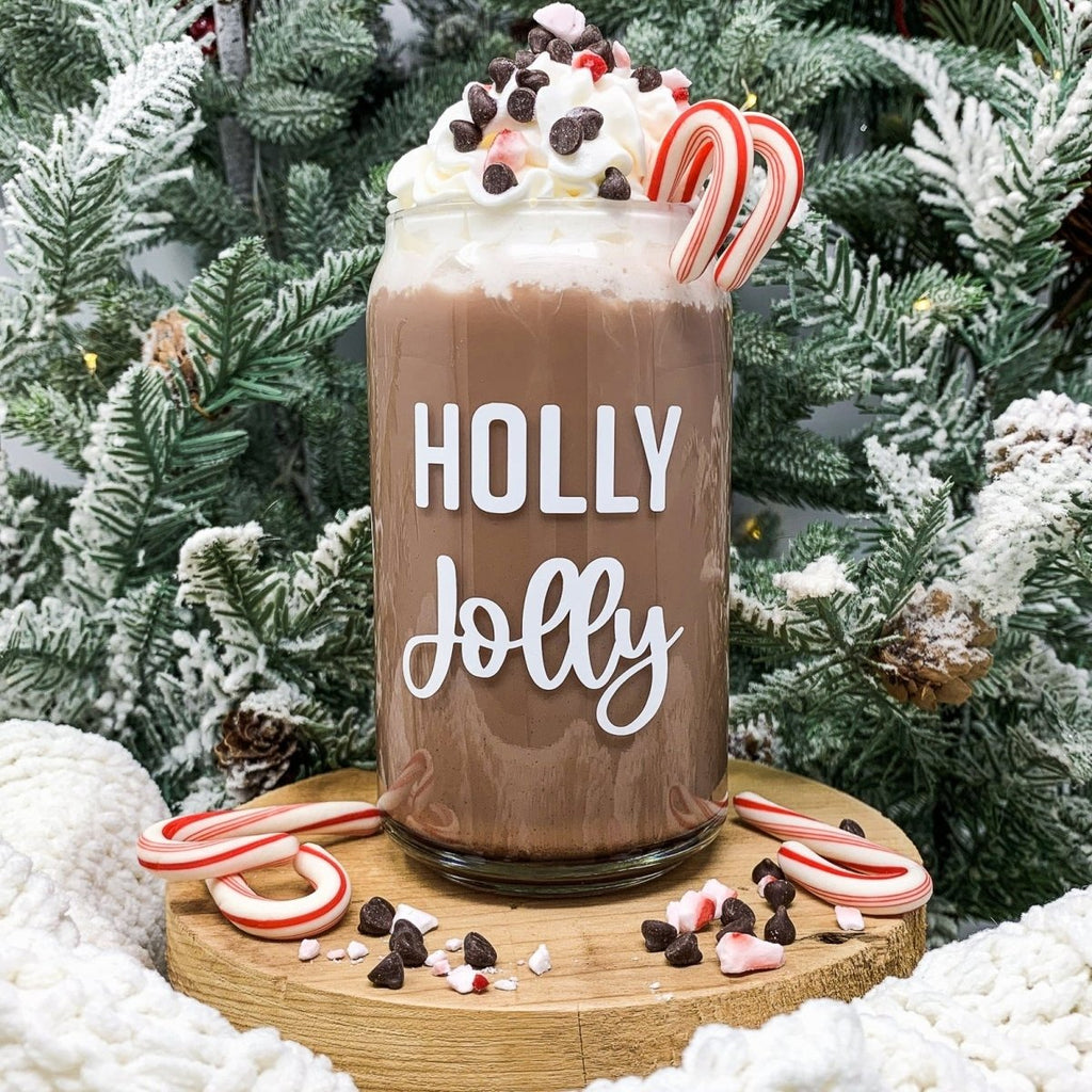 16 oz Beer Can Glass |  Holly Jolly