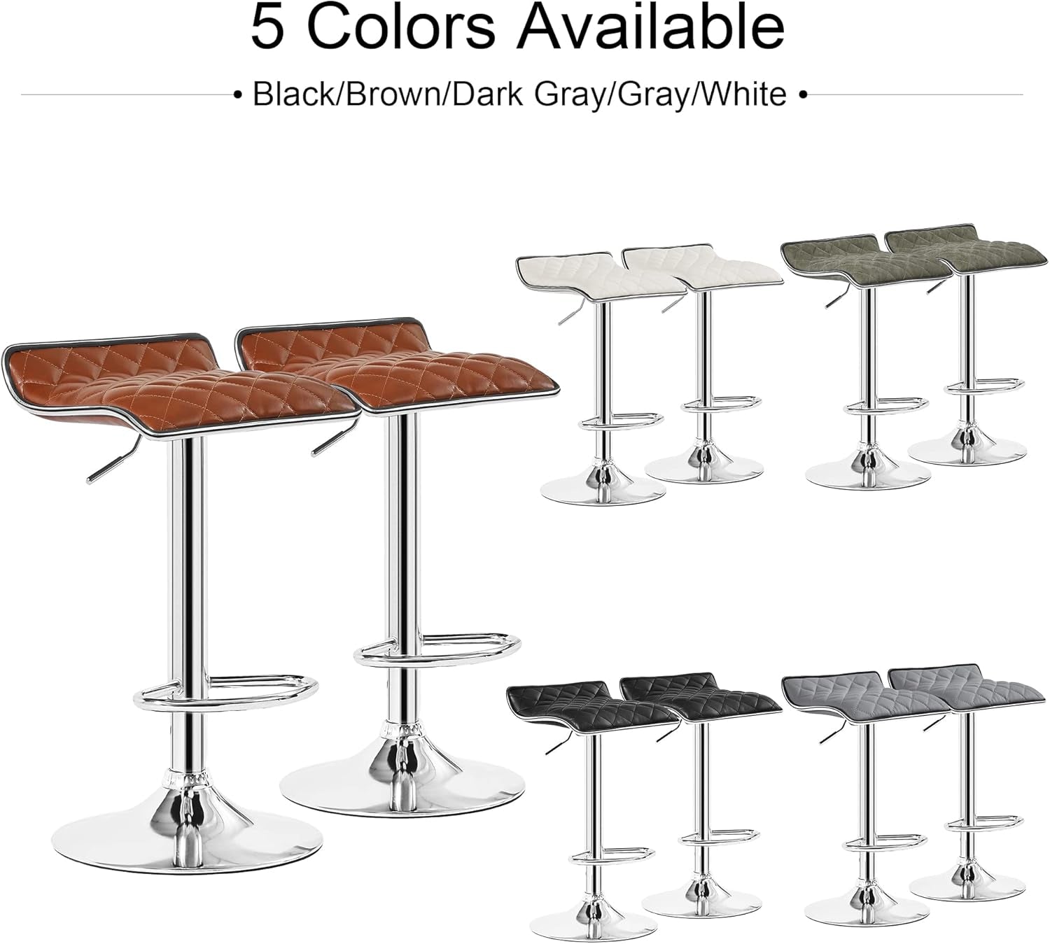 Adjustable Bar Stools Set of 2, Bar Height Stools for Kitchen Counter