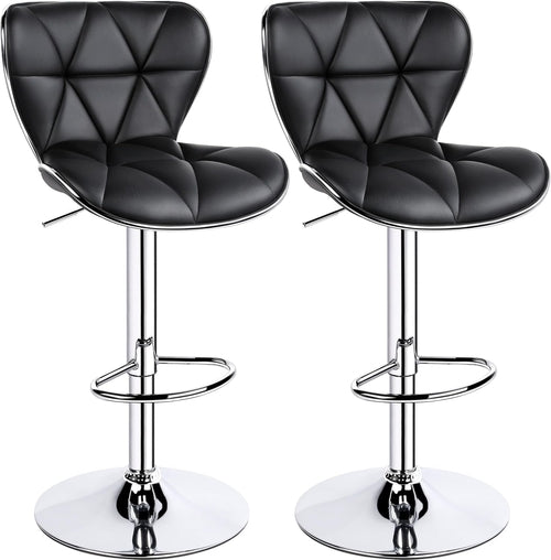 Bar Stools Set of 2, Adjustable PU Leather Swivel Barstools with Shell