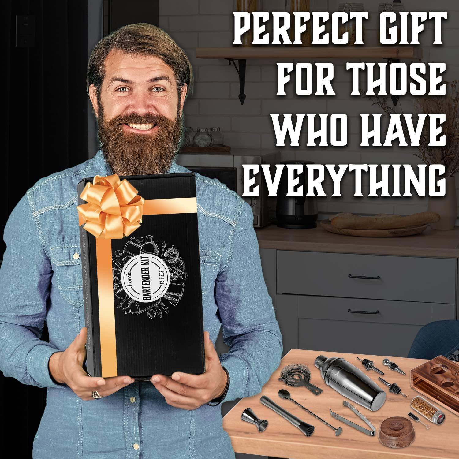 Bartender Kit with Pine Stand Bar Set with Cocktail Shaker Bartending