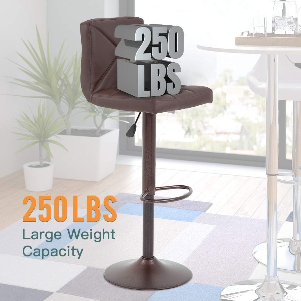 Counter Height Bar Stools Set of 2 PU Leather Modern Height Adjustable