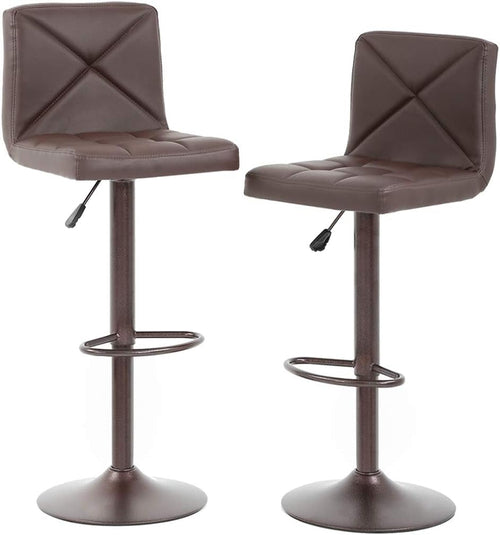 Counter Height Bar Stools Set of 2 PU Leather Modern Height Adjustable