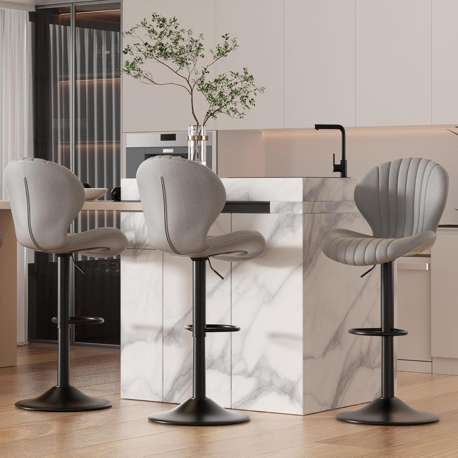 Bar Stools Set of 3 Modern Swivel Bar Chairs, Barstools Counter Height