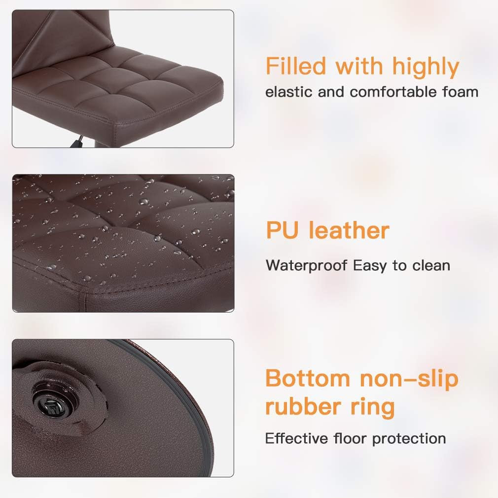 Counter Height Bar Stools Set of 2 PU Leather Modern Height Adjustable