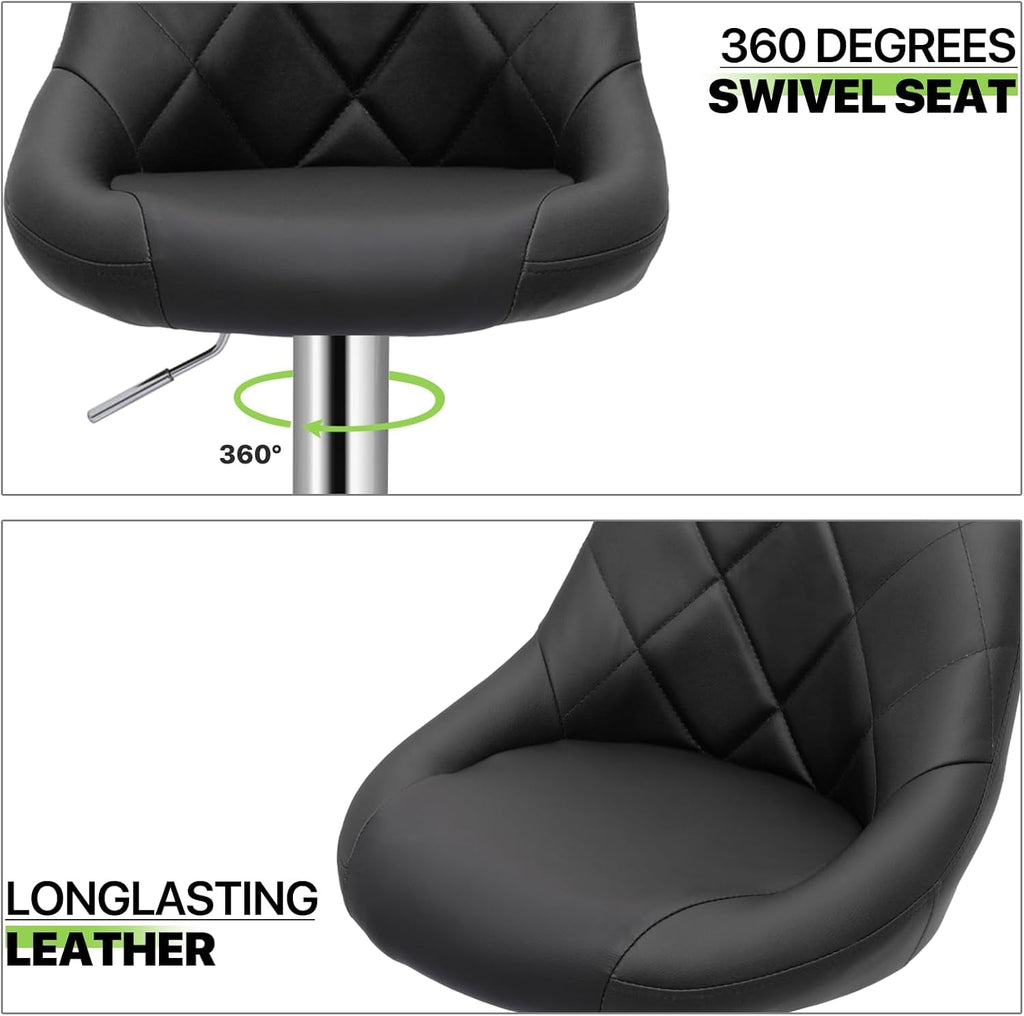 Bar Stools Set of 2, Adjustable Counter Height Swivel Barstools Modern