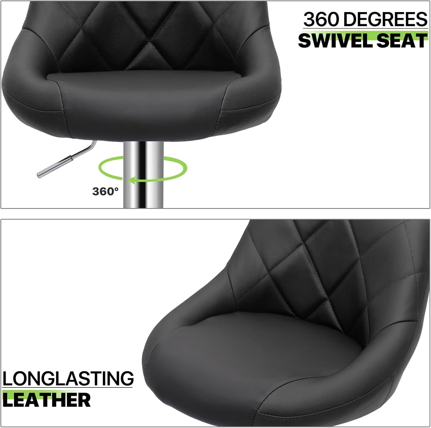 Bar Stools Set of 2, Adjustable Counter Height Swivel Barstools Modern