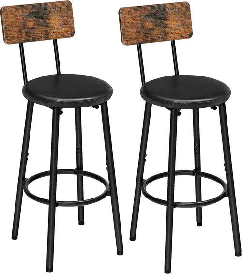 Bar Stools, Bar Stools Set of 2 with PU Upholstered, Bar Chairs with