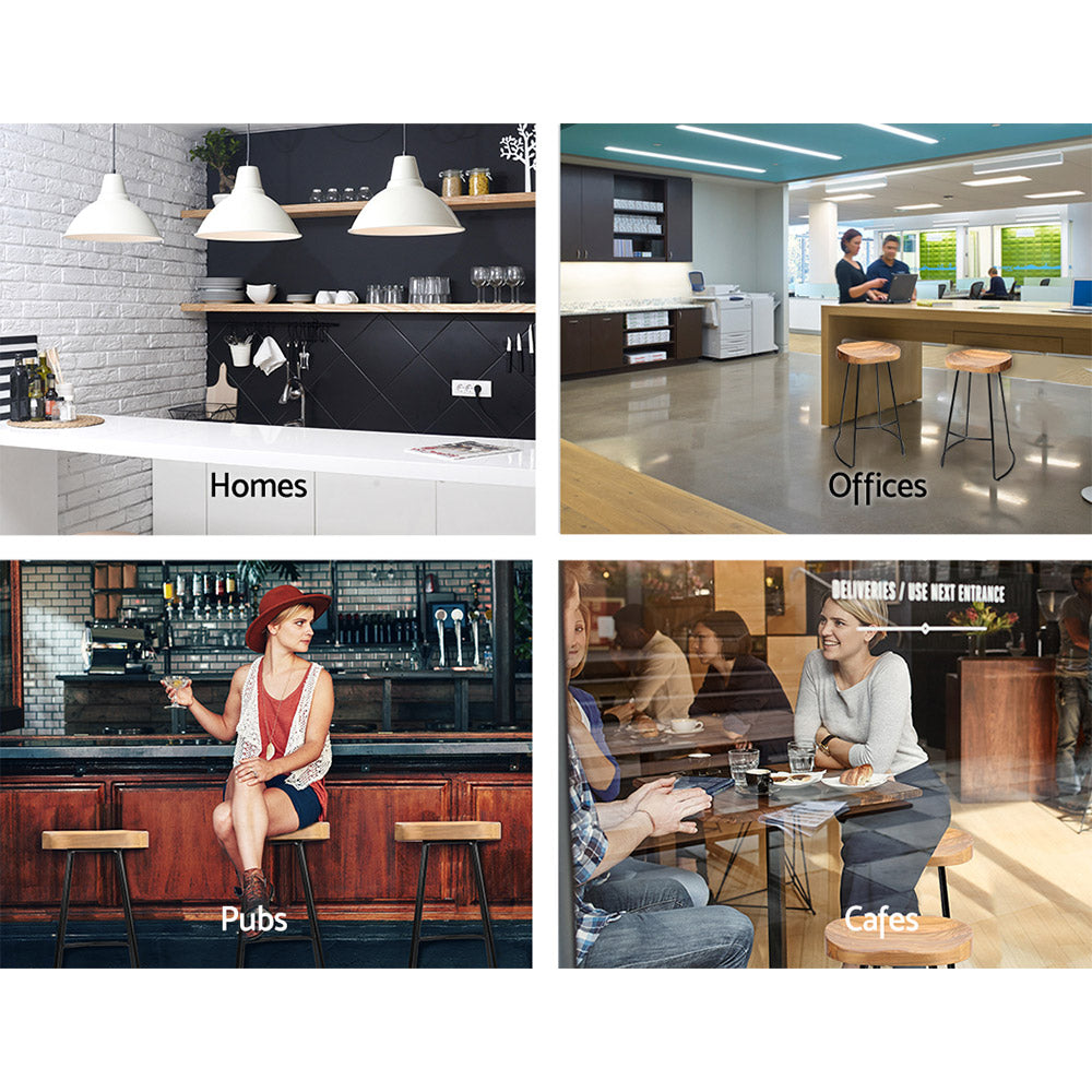 Artiss Set of 2 Elm Wood Backless Bar Stools 65cm - Black and Light