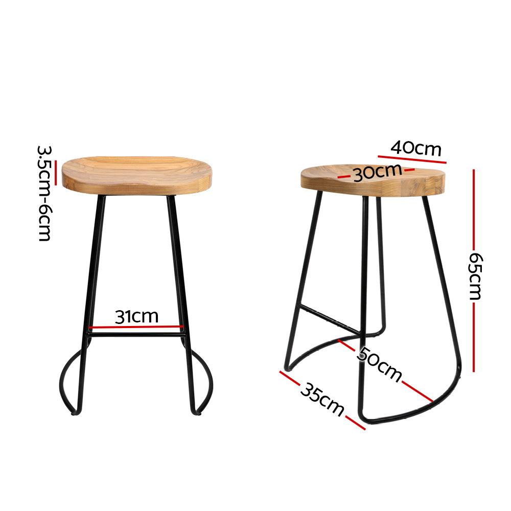 Artiss 4x Bar Stools Tractor Seat 65cm Wooden