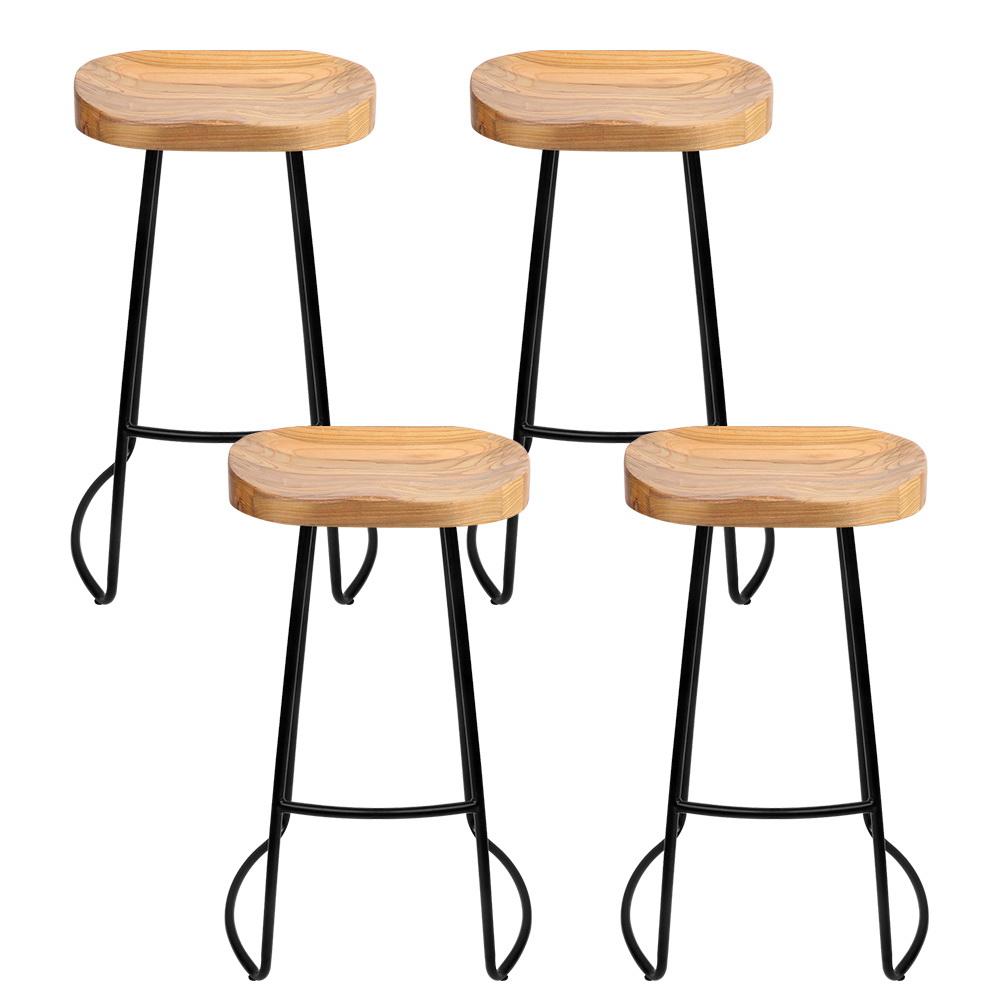 Artiss 4x Bar Stools Tractor Seat 65cm Wooden