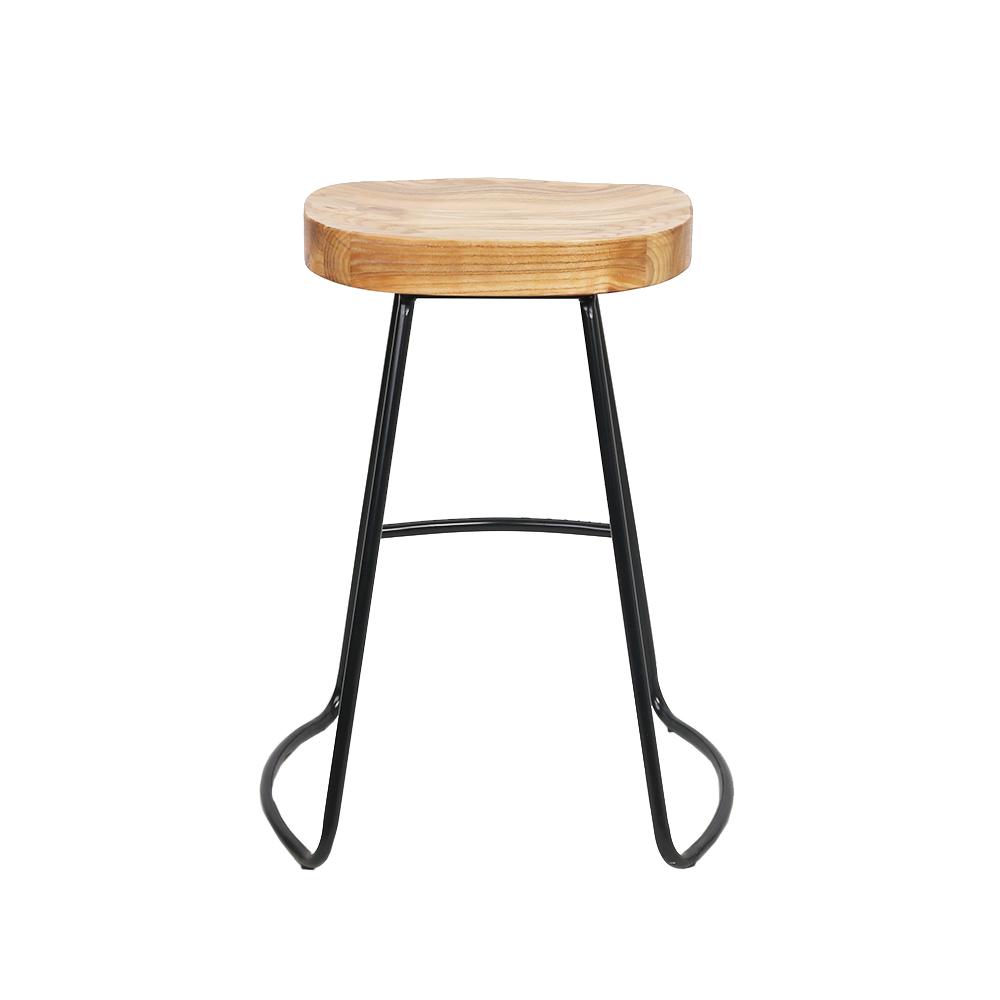 Artiss Set of 4 Elm Wood Backless Bar Stools 65cm - Black and Light