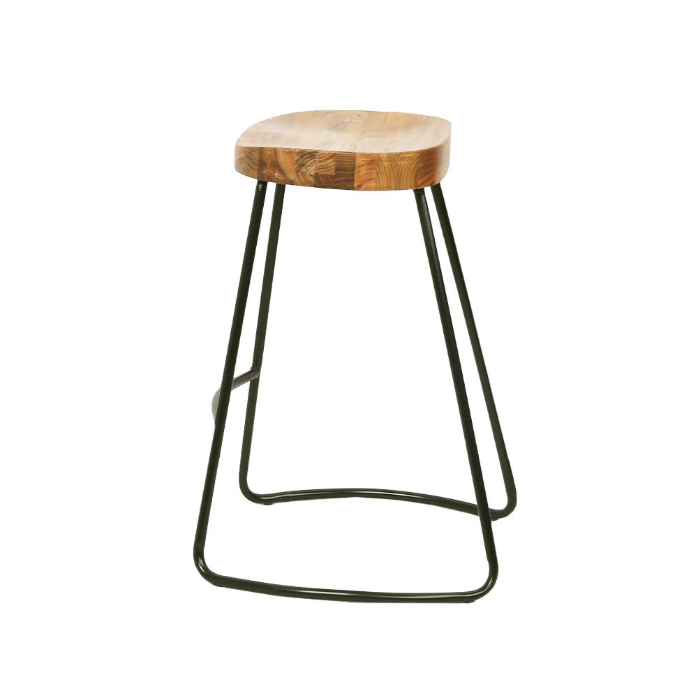Artiss Set of 4 Elm Wood Backless Bar Stools 65cm - Black and Light