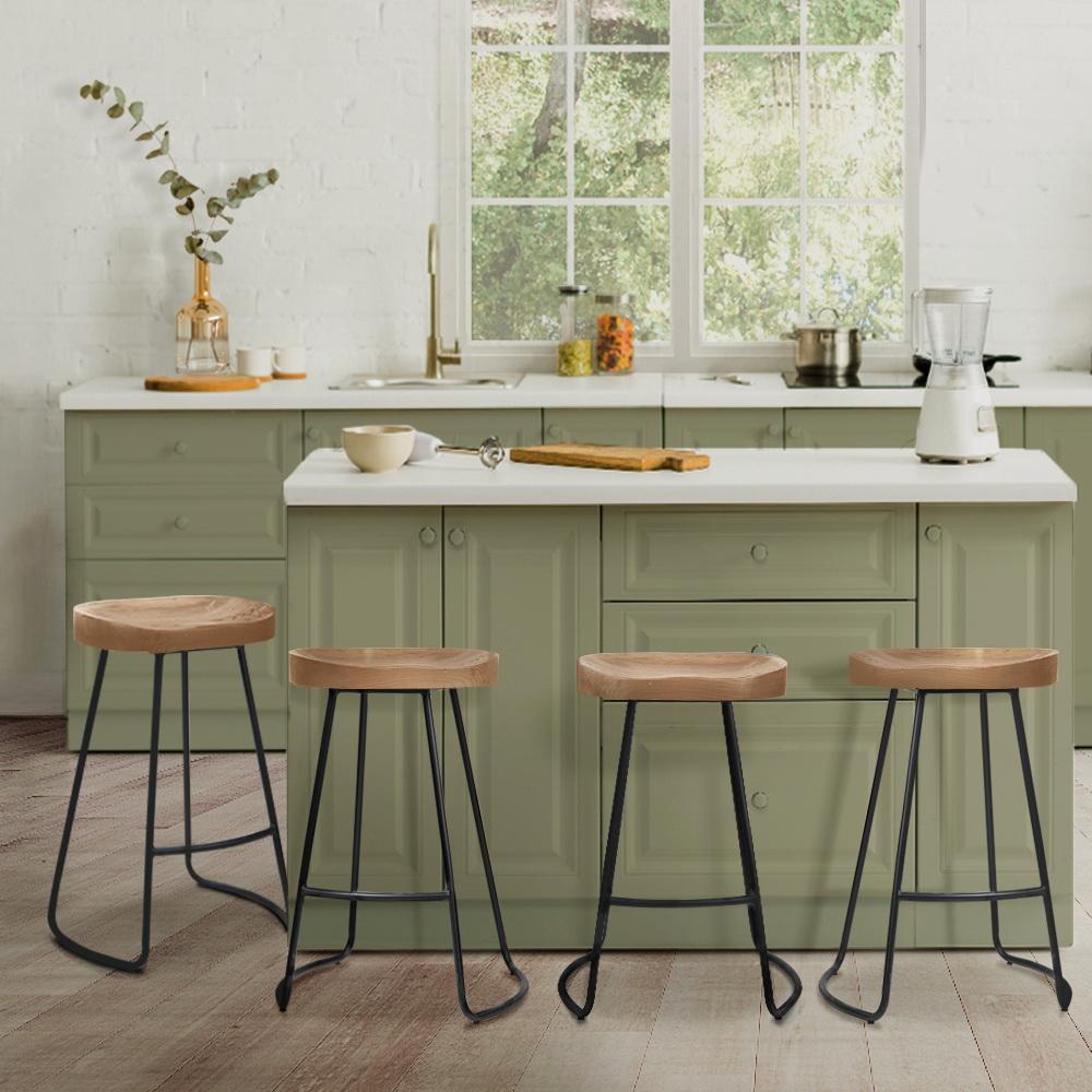 Artiss 4x Bar Stools Tractor Seat 65cm Wooden