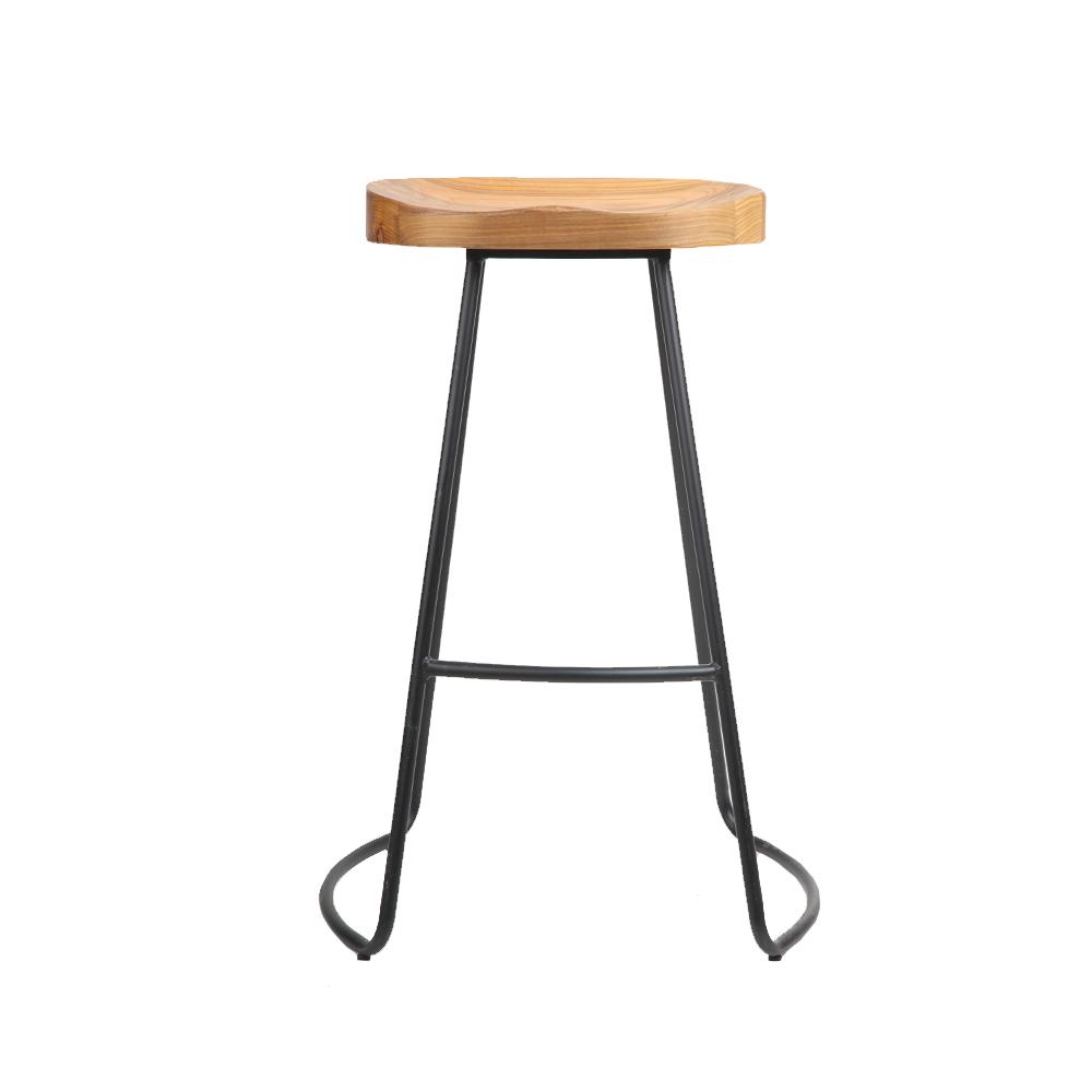 Artiss Set of 4 Elm Wood Backless Bar Stools 75cm - Black and Light