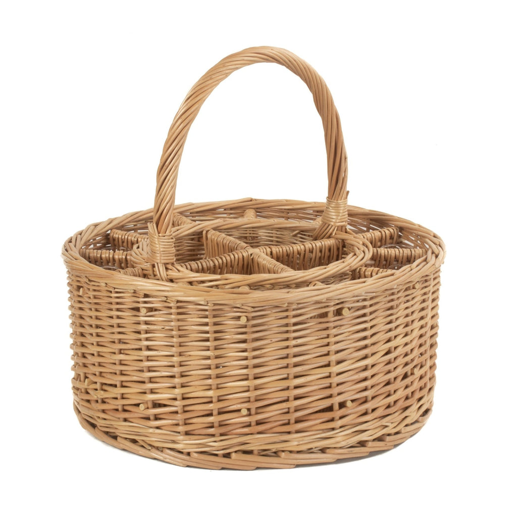 Garden Wicker Drinks Basket Complete with 12 Glasses