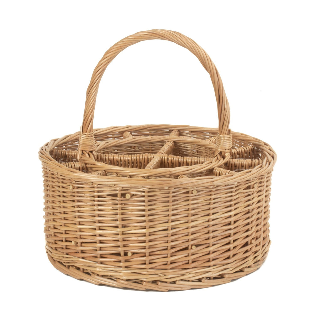 Garden Wicker Drinks Basket Complete with 12 Glasses