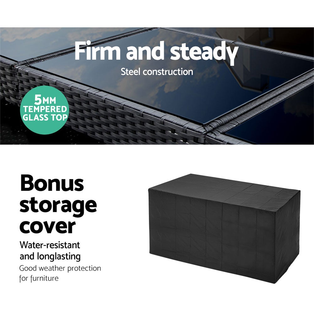 Gardeon Outdoor Bar Set Table Chairs Stools Rattan Patio Furniture 4