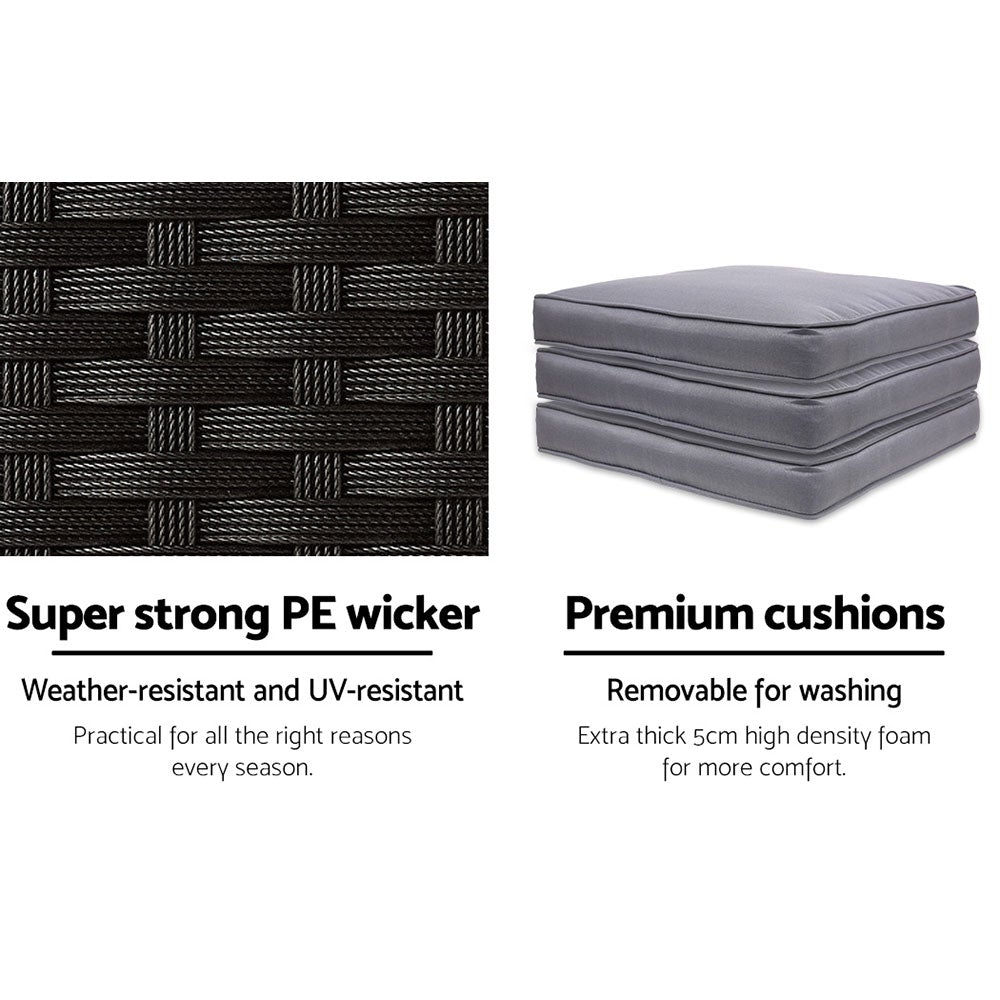 Gardeon Outdoor Bar Set Table Chairs Stools Rattan Patio Furniture 4