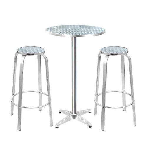 Gardeon 3-Piece Outdoor Bar Set Bistro Table Stools Adjustable Round