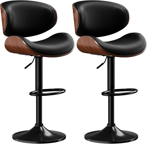 Bar Stools Set of 2, Adjustable Swivel Leather Bar Stools for Kitchen