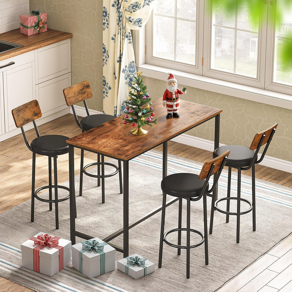 Bar Stools, Bar Stools Set of 2 with PU Upholstered, Bar Chairs with