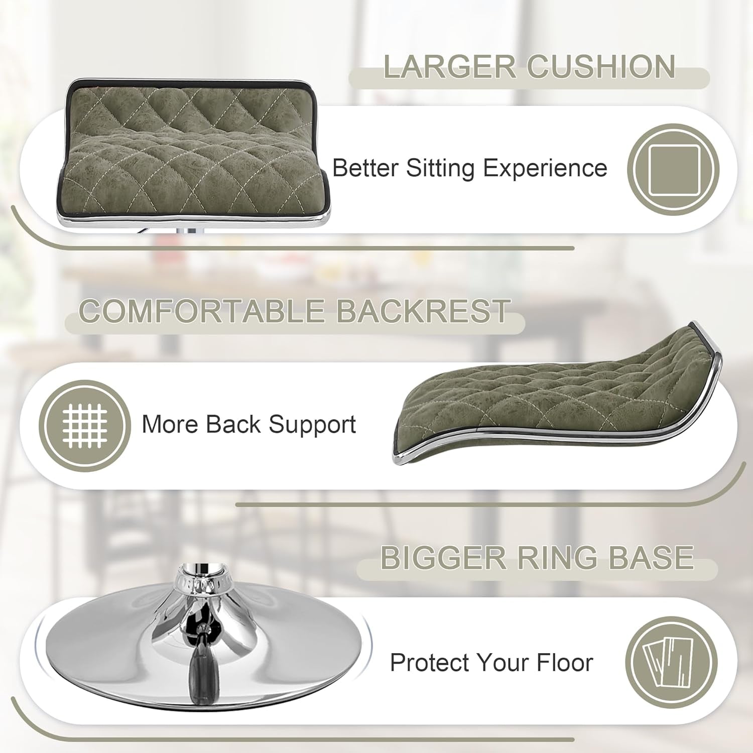 Adjustable Bar Stools Set of 2, Bar Height Stools for Kitchen Counter