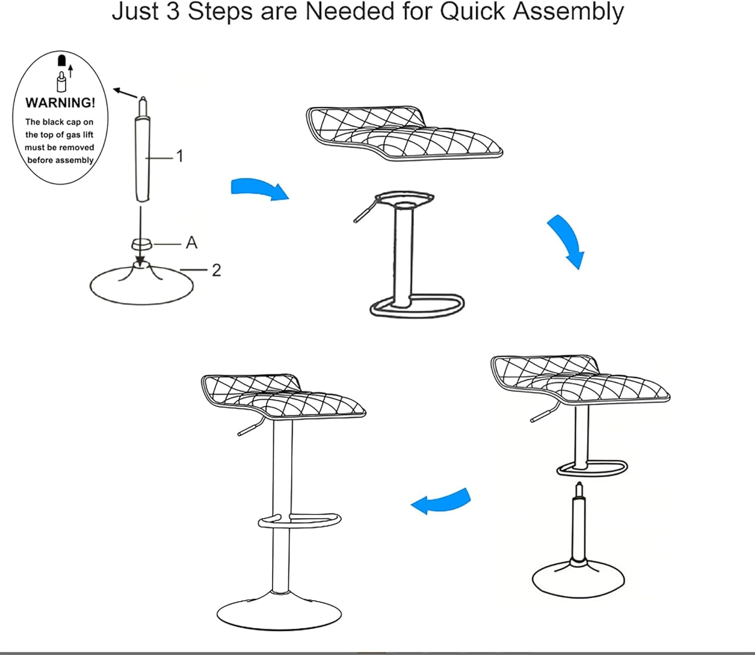 Adjustable Bar Stools Set of 2, Bar Height Stools for Kitchen Counter