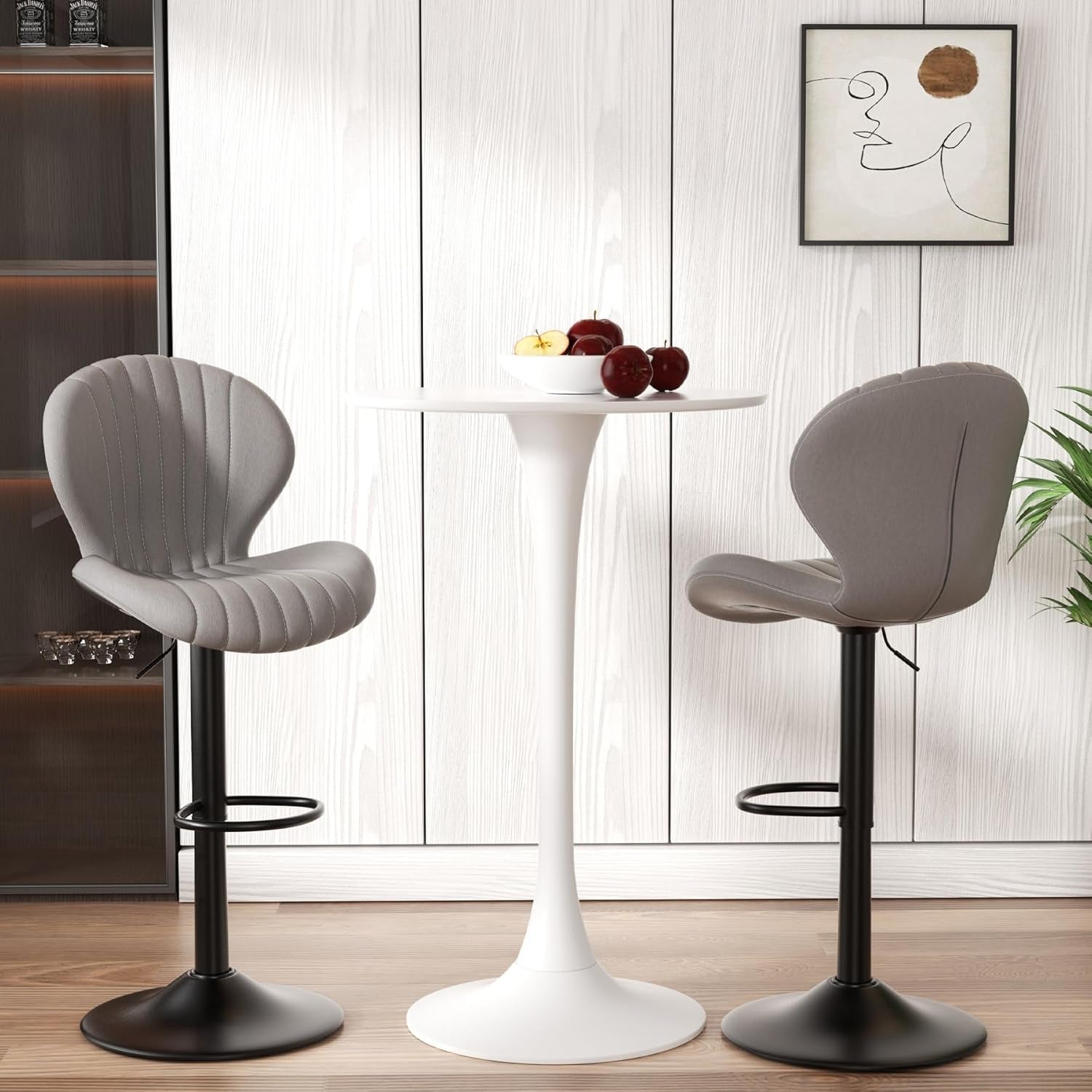 Bar Stools Set of 3 Modern Swivel Bar Chairs, Barstools Counter Height