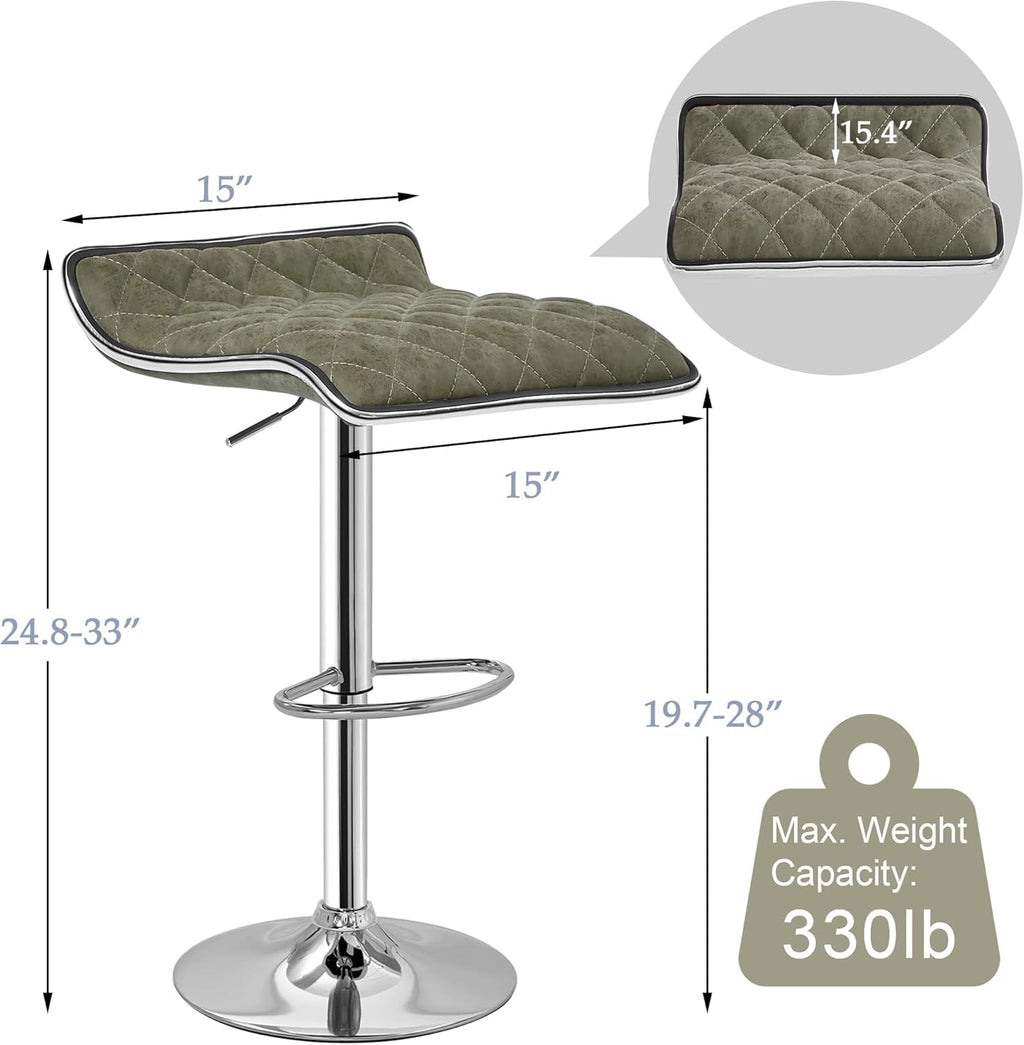 Adjustable Bar Stools Set of 2, Bar Height Stools for Kitchen Counter