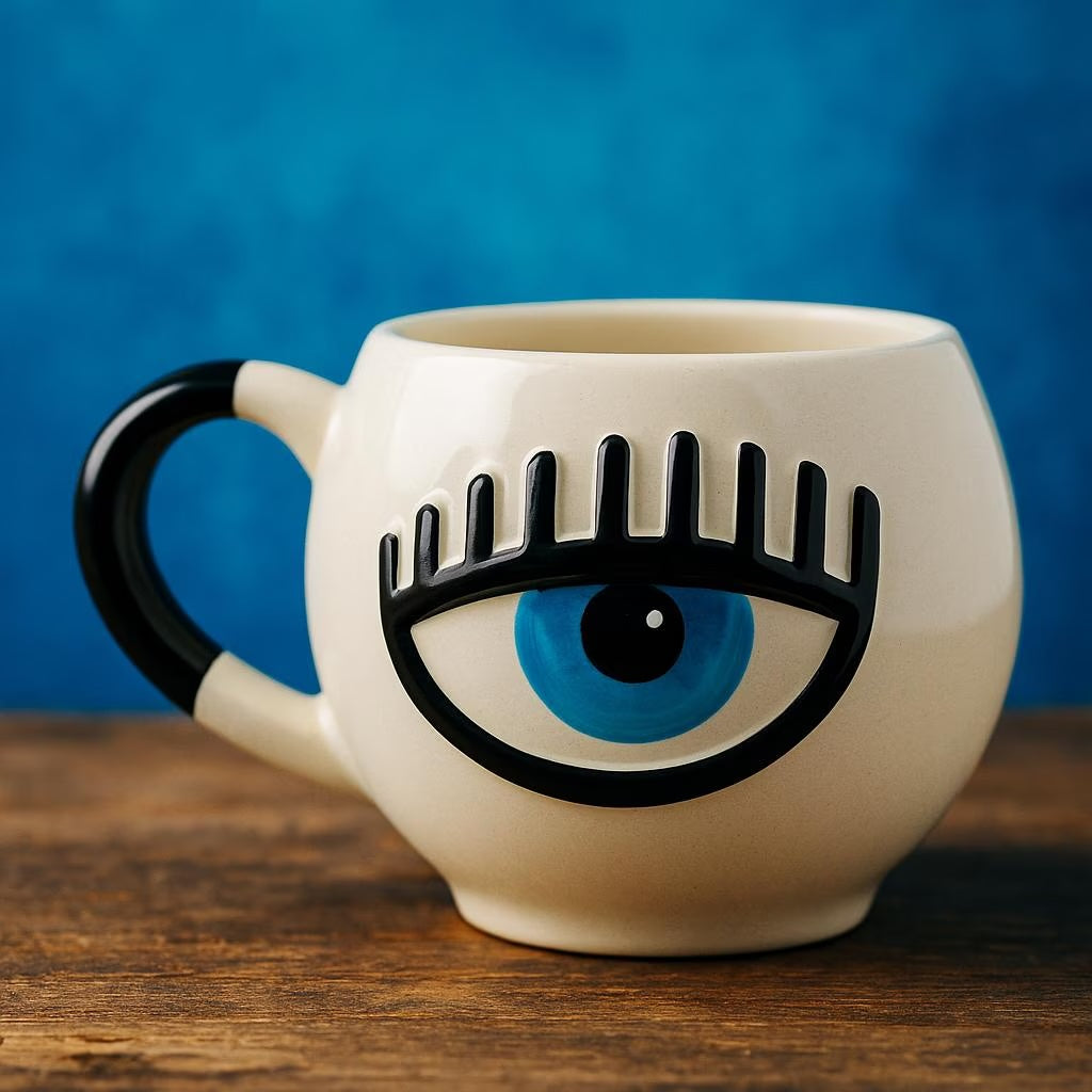 Set of 2 Handmade Ceramic Mugs with 3D Embossed Designs