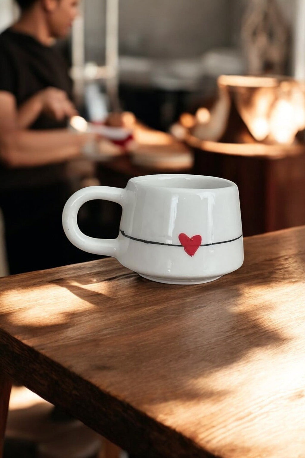 Handmade Ceramic Heart Mug for Valentine’s Day Gift
