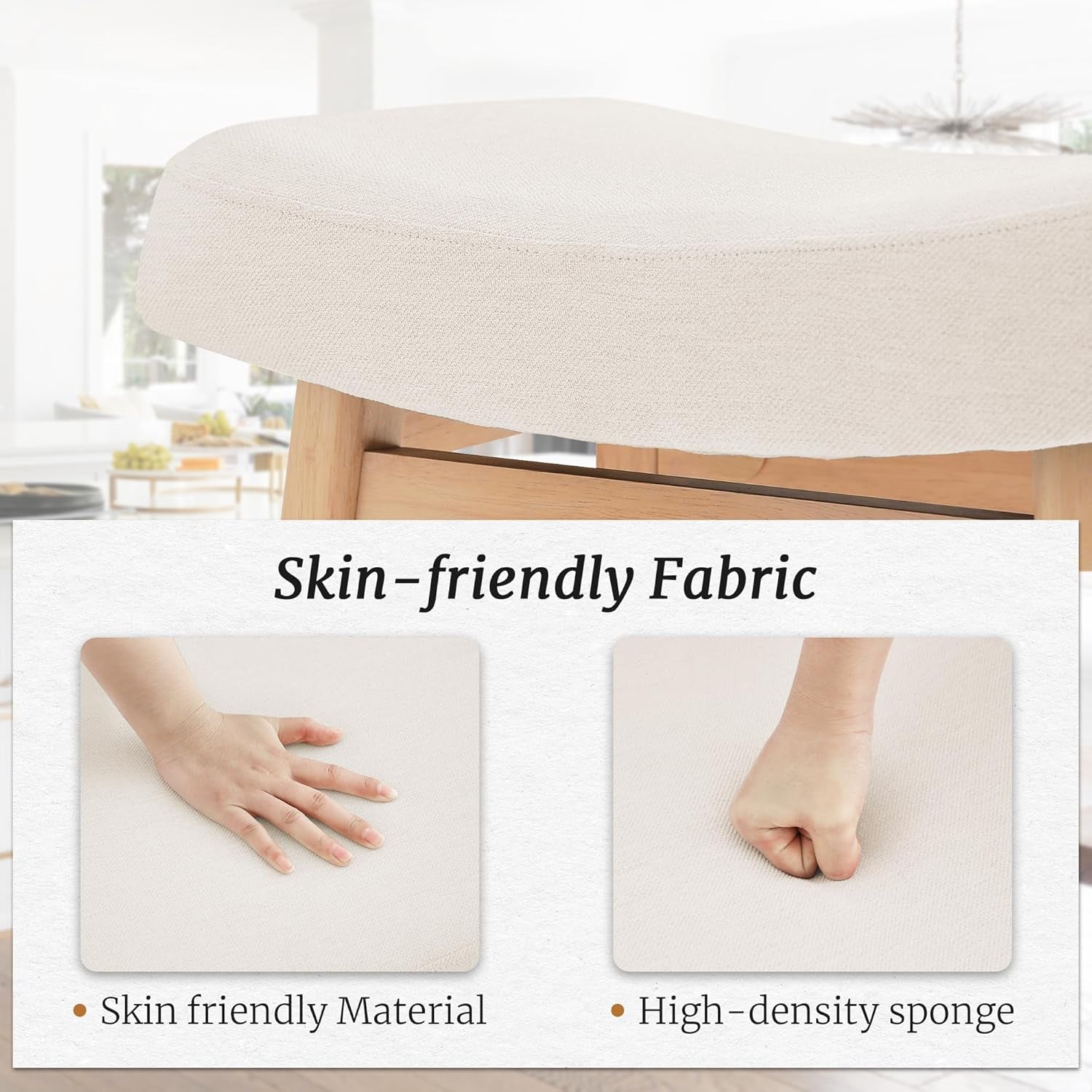 Bar Stools Set of 3, Barstools with Sturdy Wood Legs, Saddle Seat