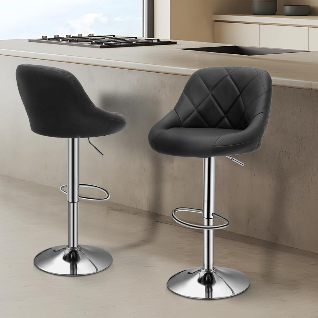 Bar Stools Set of 2, Adjustable Counter Height Swivel Barstools Modern