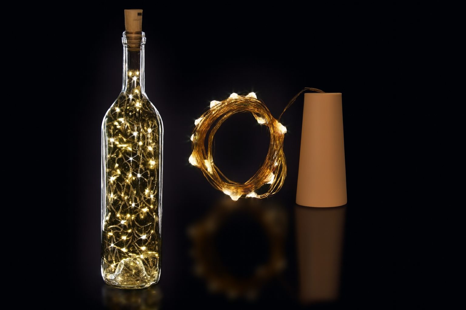 LED Fairy Light Bottle – Warm White Decorative Glass Lamp with Cork