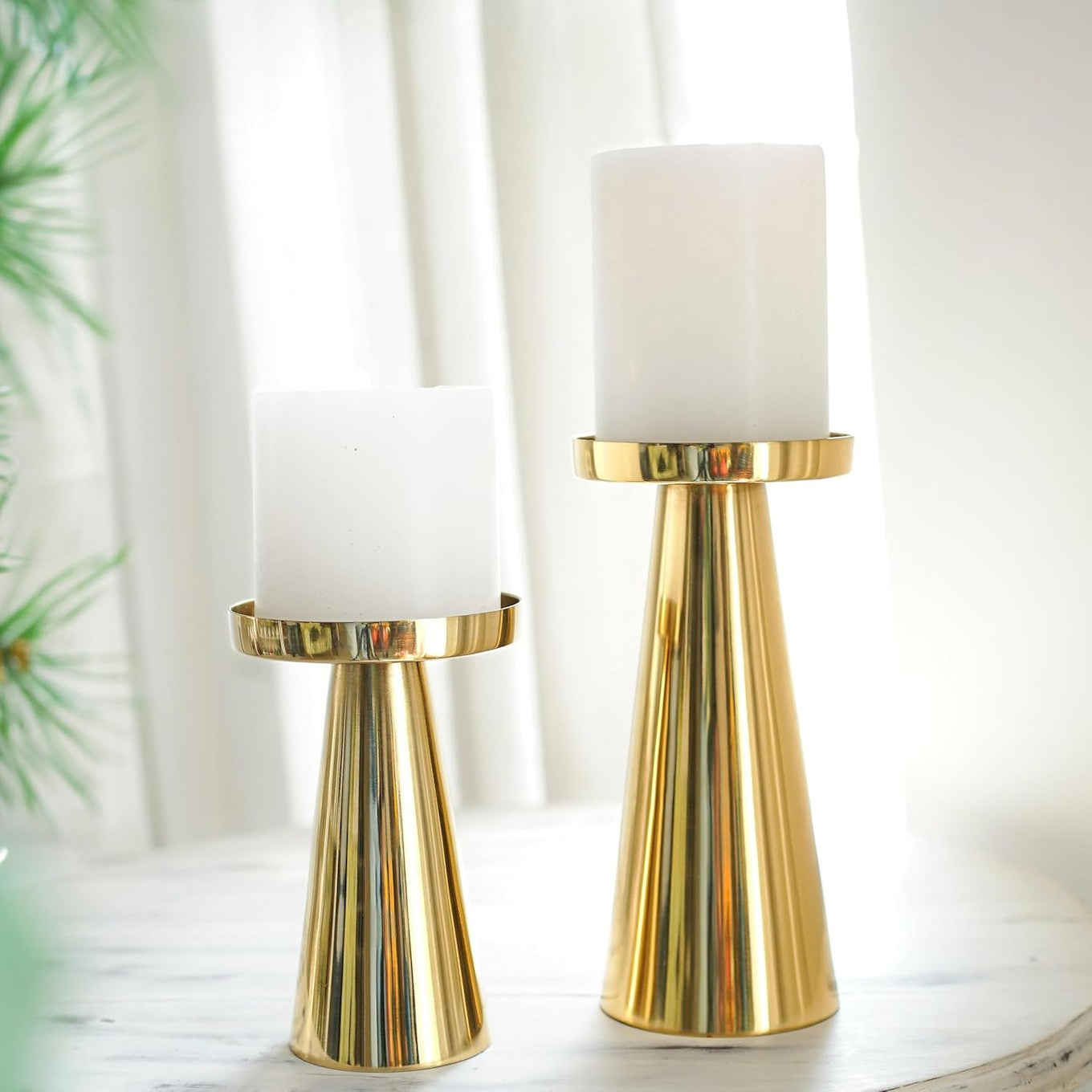 Handcrafted Solid Large Metal Pillar Candle Holders