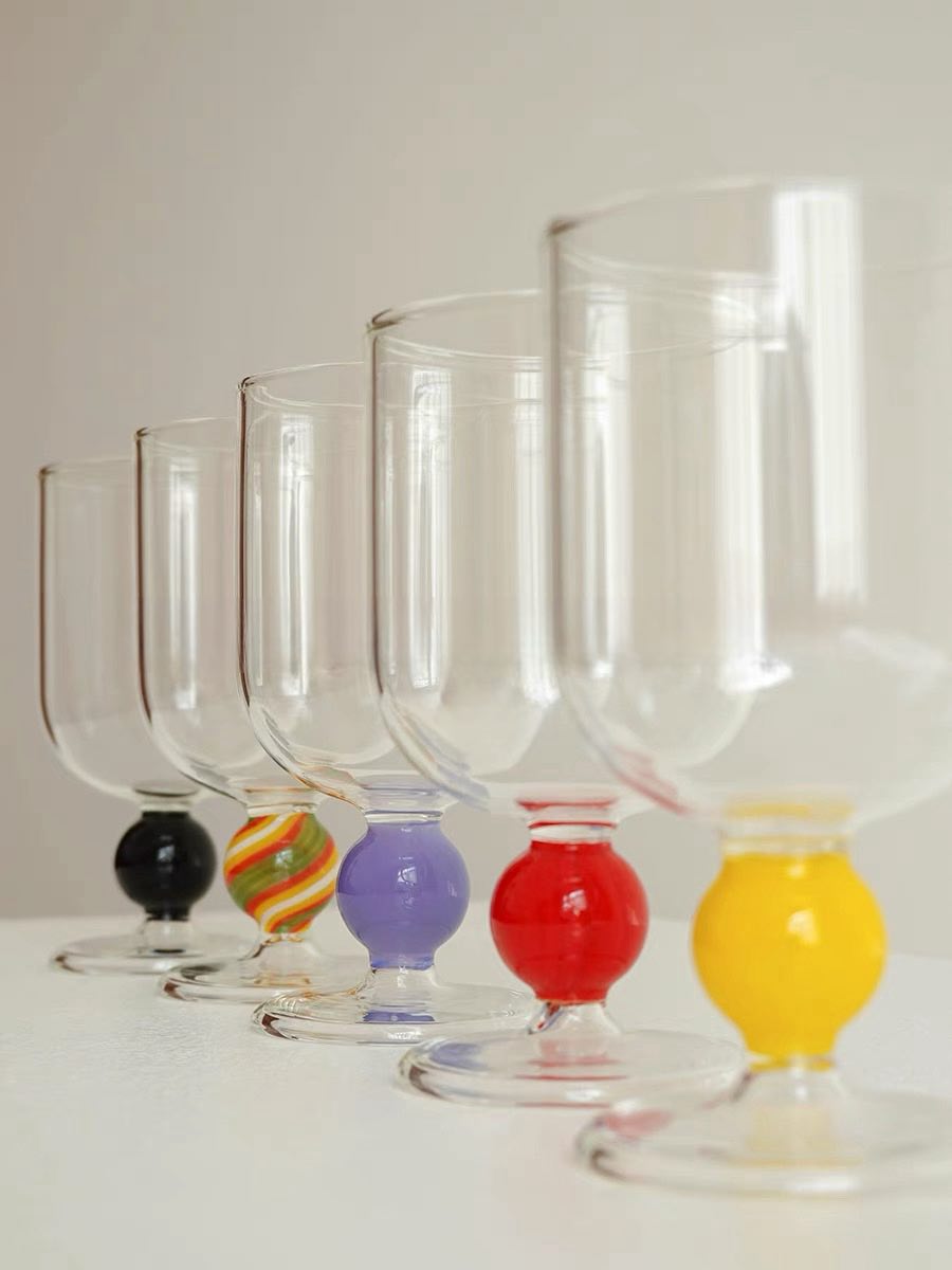 Gumballs Wine Glass Set - Eclectic Whimsical Coloured Cocktail Glasses