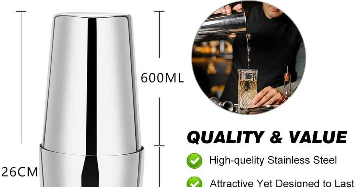 VIKUS Cocktail Shaker Set Boston 23-Piece Stainless Steel and