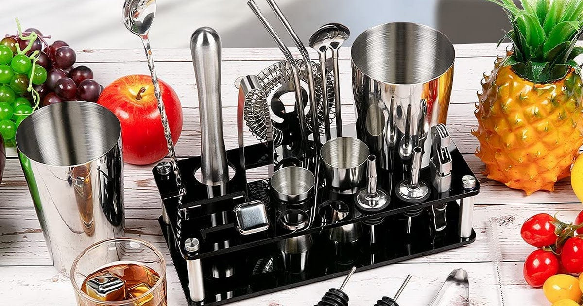 VIKUS Cocktail Shaker Set Boston 23-Piece Stainless Steel and