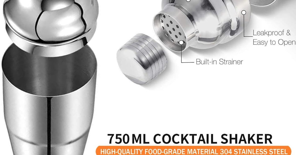 VIKUS Cocktail Shaker Set Bartender Kit with Rotating Bamboo and